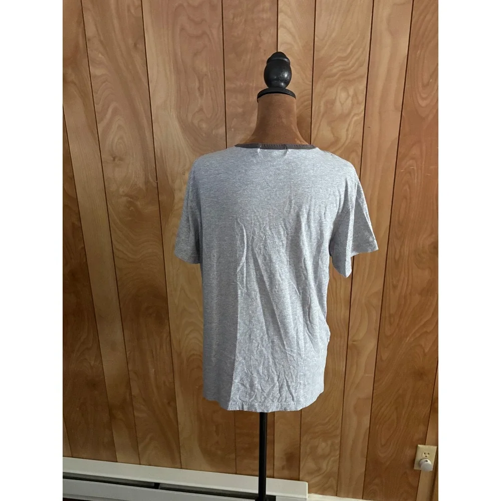 Hawiton Womens Pajama Top Heather Gray Henley Short‎ Sleeve Sleep Shirt Size M